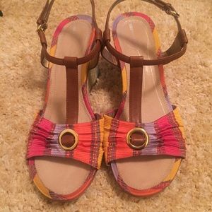 Rockport Striped Espadrille Wedge Sandals